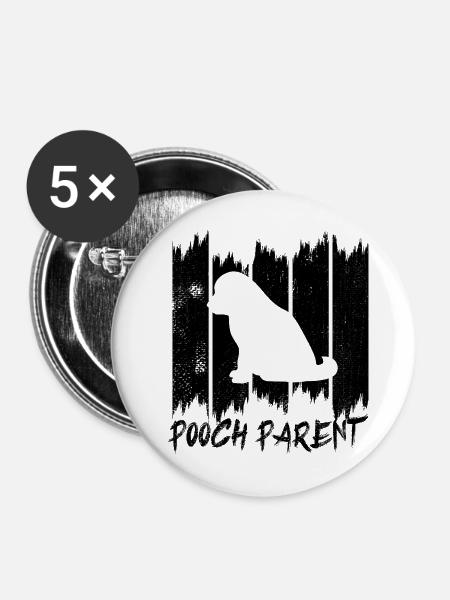 Pooch Parent - Buttons mittel 32 mm (5er Pack) - Weiß