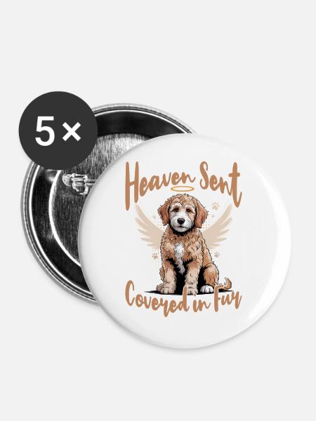 Goldendoodle Dog Breed - Buttons mittel 32 mm (5er Pack) - Weiß