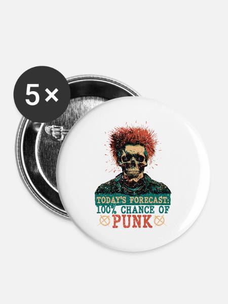 Punk For A Day - Buttons mittel 32 mm (5er Pack) - Weiß