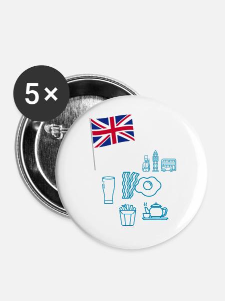 EXANGLIA (Blauer + Weißer Text) - Buttons mittel 32 mm (5er Pack) - Weiß