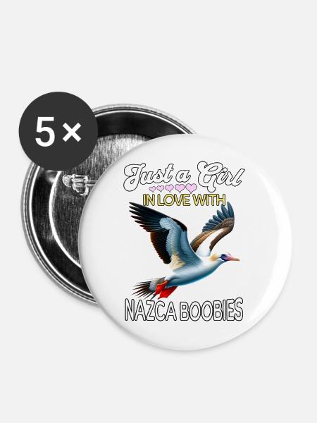 Nazca Tölpel Mädchen Nazca Booby - Buttons mittel 32 mm (5er Pack) - Weiß
