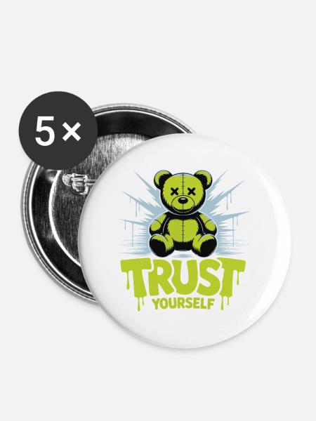Vertrau dir selbst, Bärengraffiti - Buttons mittel 32 mm (5er Pack) - Weiß