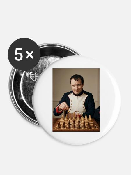 Napoleon spielt Schach. - Buttons mittel 32 mm (5er Pack) - Weiß