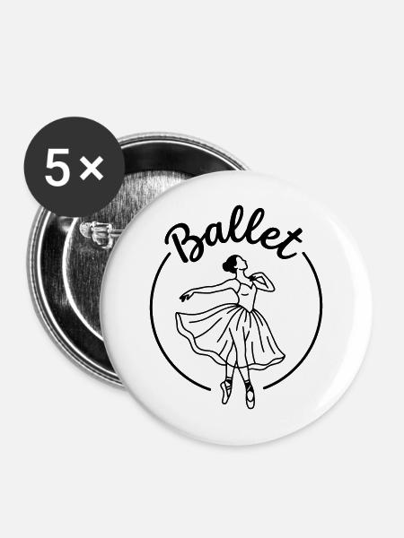 Ballett - Buttons mittel 32 mm (5er Pack) - Weiß