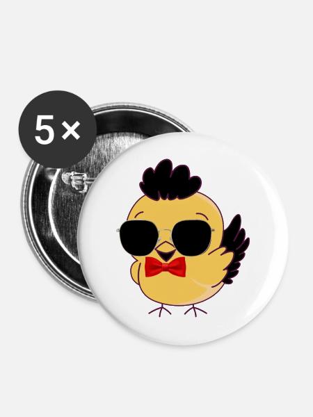 Schicke Chick-Sonnenbrille - Buttons mittel 32 mm (5er Pack) - Weiß