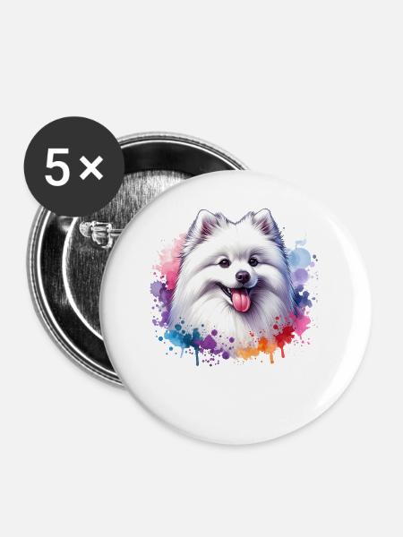 Spitz Zwergspitz Motiv - Buttons mittel 32 mm (5er Pack) - Weiß