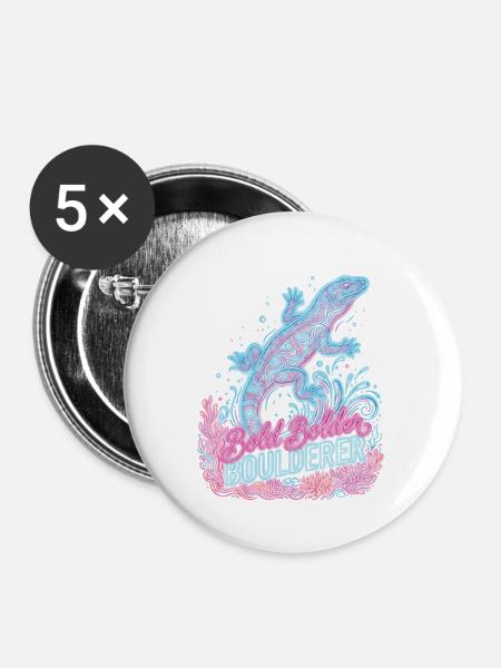 Bouldern Bold Bolder Boulderer - Buttons mittel 32 mm (5er Pack) - Weiß