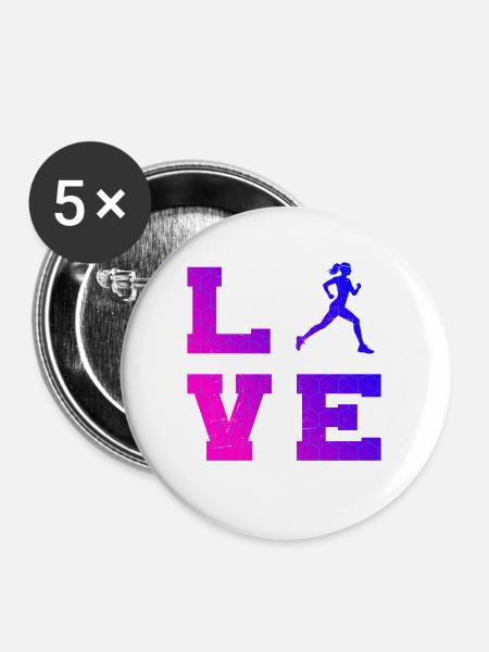 Geschenkidee für eine Running mit Running - Buttons mittel 32 mm (5er Pack) - Weiß