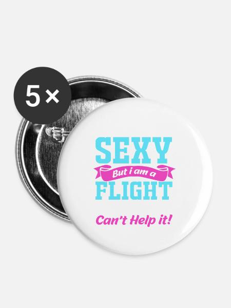 Stewardess Flugbegleiter - Buttons mittel 32 mm (5er Pack) - Weiß