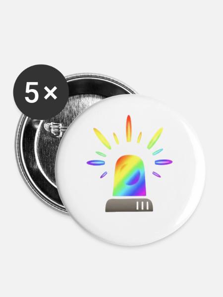 Regenbogen Sirene Warnleuchte - Buttons mittel 32 mm (5er Pack) - Weiß