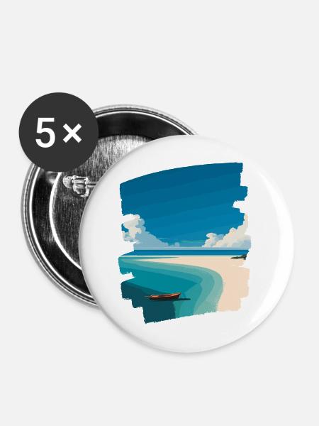 Strandbild - Buttons mittel 32 mm (5er Pack) - Weiß