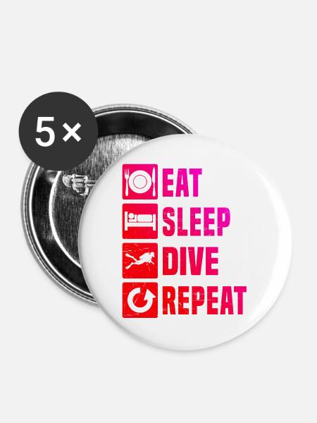 Geschenkidee für den Scuba-Diver mit Gerätetauchen - Buttons mittel 32 mm (5er Pack) - Weiß
