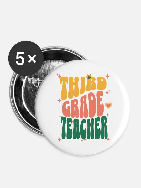 Lehrerin der dritten Klasse - Buttons mittel 32 mm (5er Pack) - Weiß