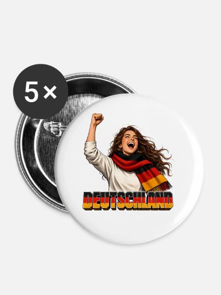 Deutschland Jubel im Retro-Stil - Buttons mittel 32 mm (5er Pack) - Weiß