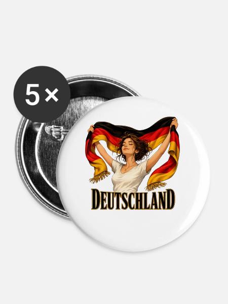 Deutschlandflagge Freiheitsheldin - Buttons mittel 32 mm (5er Pack) - Weiß