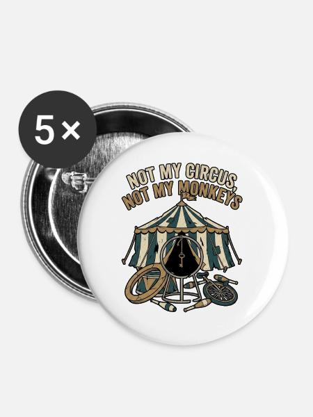 Not My Circus - Buttons mittel 32 mm (5er Pack) - Weiß