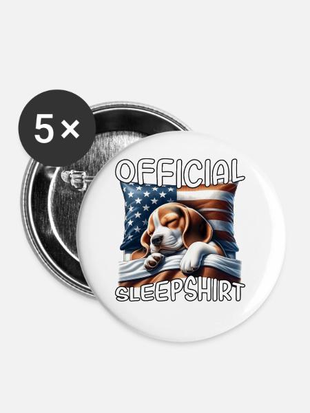 Beagle US Schlafshirt - Buttons mittel 32 mm (5er Pack) - Weiß