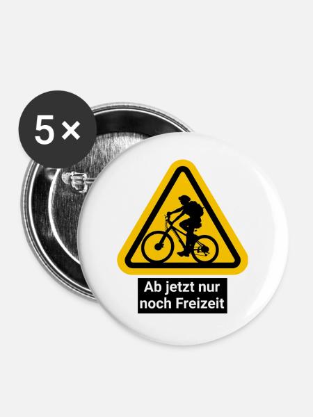 Ab jetzt nur noch Freizeit - Buttons mittel 32 mm (5er Pack) - Weiß