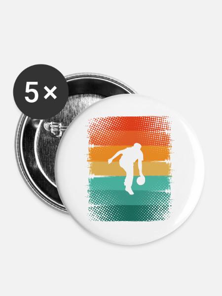 Bowling - Buttons mittel 32 mm (5er Pack) - Weiß