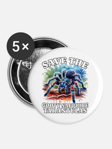 Save Gooty Saphir Tarantel - Buttons mittel 32 mm (5er Pack) - Weiß