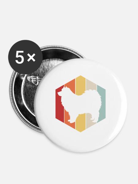 Zwergspitz Pomeranian - Buttons mittel 32 mm (5er Pack) - Weiß