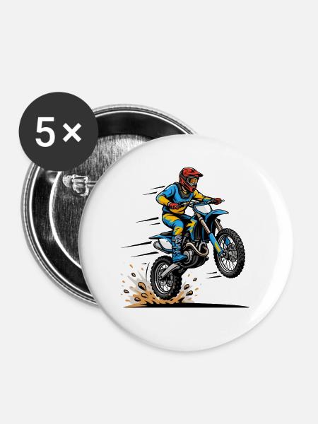 Motocross Sprung - Buttons mittel 32 mm (5er Pack) - Weiß
