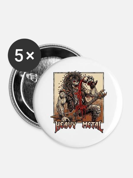 Heavy Metal 80s Dämon - Buttons mittel 32 mm (5er Pack) - Weiß