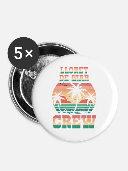 Lloret De Mar Crew - Buttons mittel 32 mm (5er Pack) - Weiß