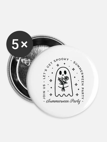 Summerween-Party - Buttons mittel 32 mm (5er Pack) - Weiß