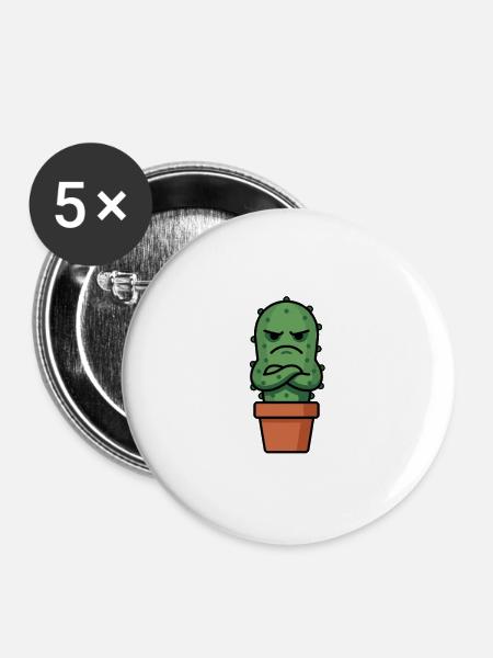 Grummeliger Kaktus im Topf - Buttons mittel 32 mm (5er Pack) - Weiß