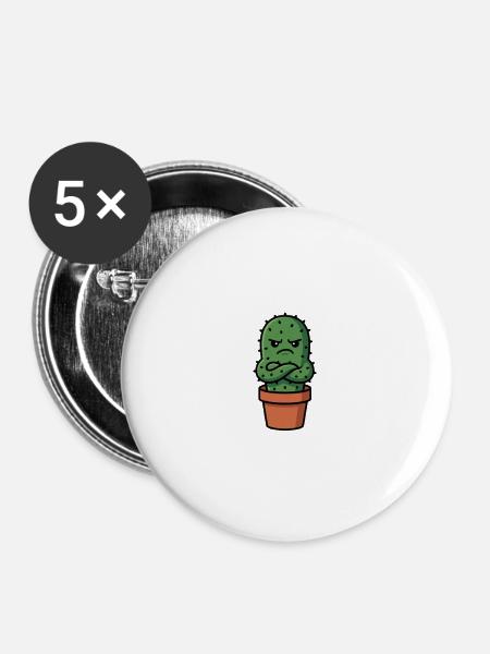 Grummeliger Kaktus im Topf - Buttons mittel 32 mm (5er Pack) - Weiß