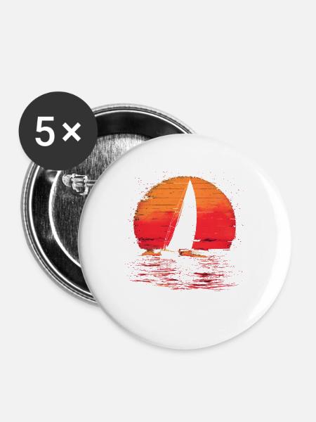 Segeln Steamwave - Buttons mittel 32 mm (5er Pack) - Weiß