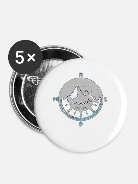 Gipfelkompass Sternenhimmel - Buttons mittel 32 mm (5er Pack) - Weiß