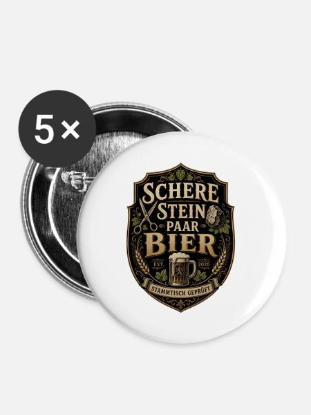 Biertrinker Motiv für Bierliebhaber - Buttons mittel 32 mm (5er Pack) - Weiß