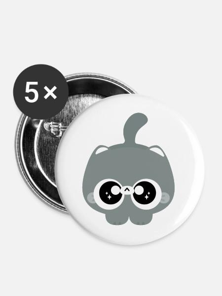 Glasäugige graue Katze - Buttons mittel 32 mm (5er Pack) - Weiß