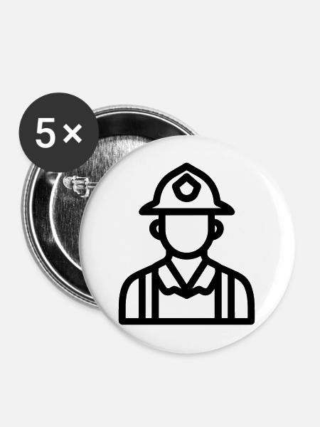 Feuerwehrmann - Buttons mittel 32 mm (5er Pack) - Weiß