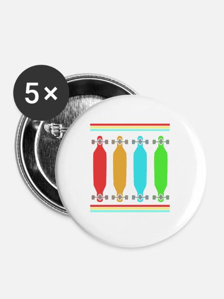 Longboard Longboarder Longboarding - Buttons mittel 32 mm (5er Pack) - Weiß