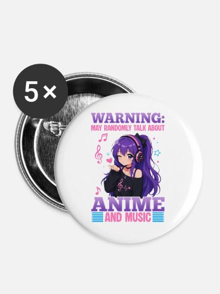 Anime and Music Chibi - Buttons mittel 32 mm (5er Pack) - Weiß