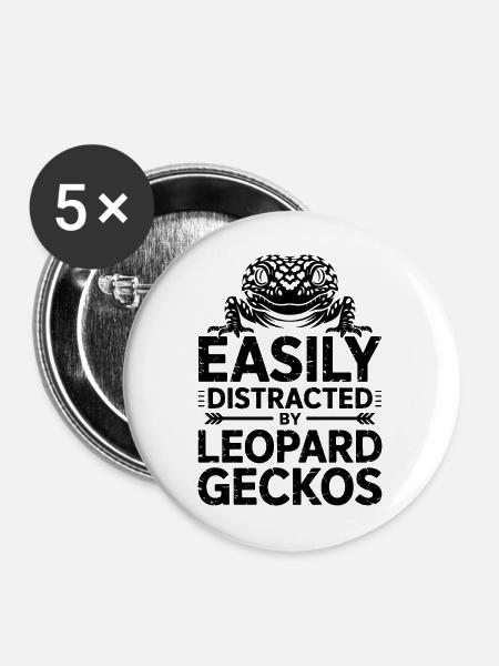 Leopardgecko Sprüche Lustige Leopardgecko Geschenk - Buttons mittel 32 mm (5er Pack) - Weiß