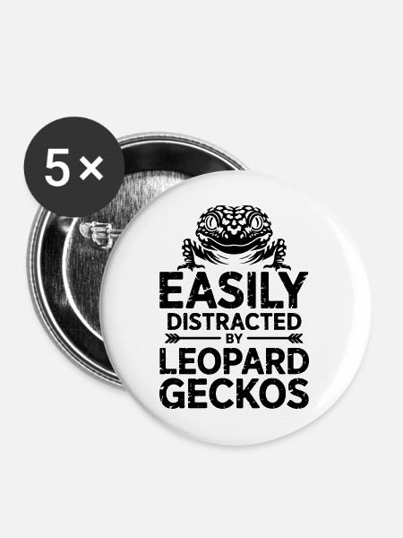Leopardgecko Sprüche Lustige Leopardgecko Geschenk - Buttons mittel 32 mm (5er Pack) - Weiß