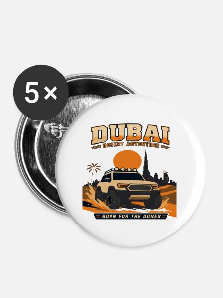 Dubai Desert Abenteuer - Buttons mittel 32 mm (5er Pack) - Weiß