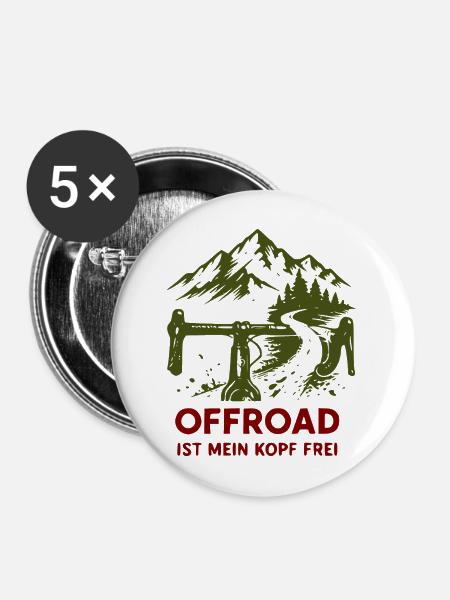 Offroad Freiheit Bergpfad - Buttons mittel 32 mm (5er Pack) - Weiß