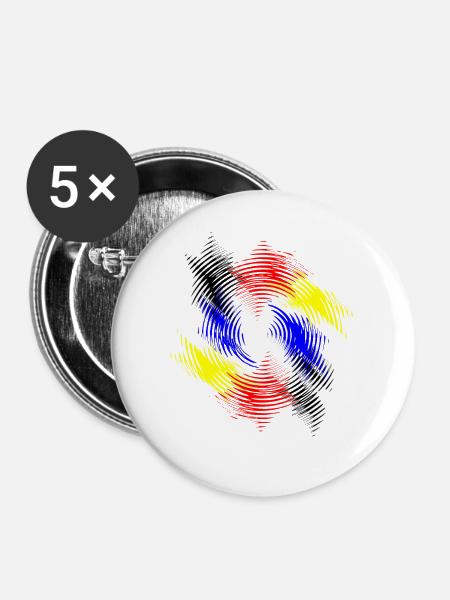Farbwirbel Rhythmen - Buttons mittel 32 mm (5er Pack) - Weiß
