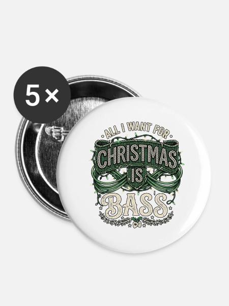 Christmas Bass - Buttons mittel 32 mm (5er Pack) - Weiß