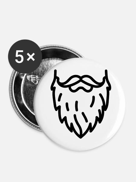Beard - Buttons mittel 32 mm (5er Pack) - Weiß