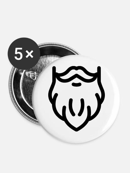 Beard - Buttons mittel 32 mm (5er Pack) - Weiß
