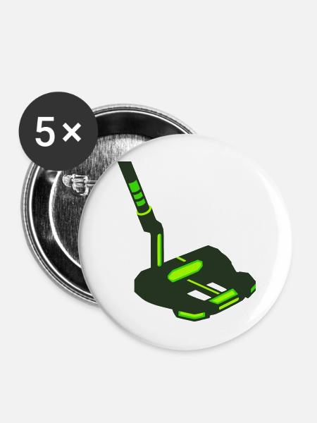Golf Putter Schlaeger Icon - Buttons mittel 32 mm (5er Pack) - Weiß