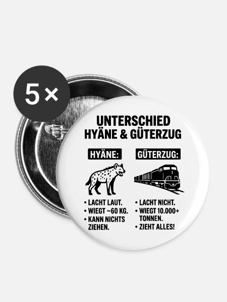 Güterzug und Hyäne - Buttons mittel 32 mm (5er Pack) - Weiß