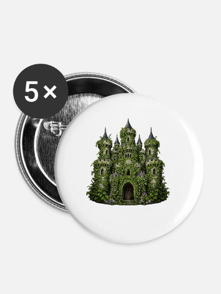 Efeu Burg der Lianenpracht - Buttons mittel 32 mm (5er Pack) - Weiß