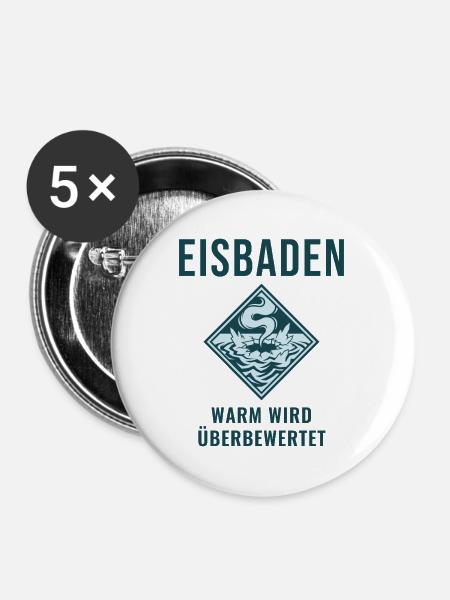 Eisbaden Warm Wird Überbewertet Winterbaden - Buttons mittel 32 mm (5er Pack) - Weiß